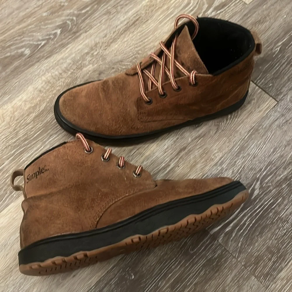 Simple Chukka Boots Men Size 8 Brown Suede leather Lace Up Ankle Shoes
